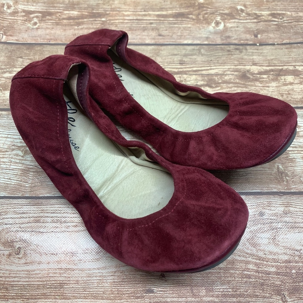 Women's Burgundy Suede Foldable Ballet Flats